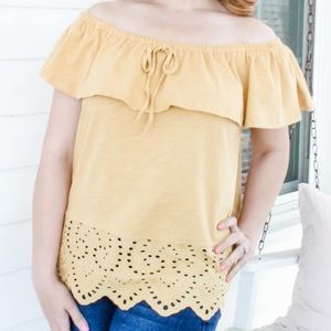 Yellow off the shoulder top